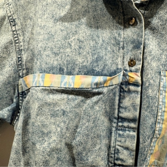 Vintage Acid Wash Denim Shirt Boho Western Size 22W Aztec Pocket - Picture 4 of 5